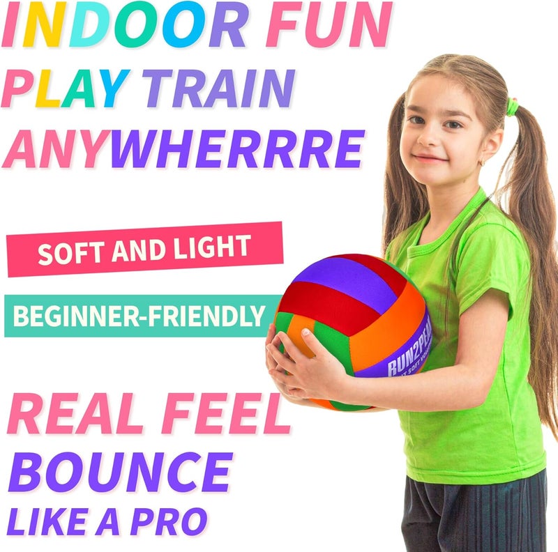 RUN2PEAK Super Soft Light Volleyball - Safe and Quiet Volleyball Ball for Indoor Outdoor Play - Official Size 5 Beginners Volleyballs Trainer for House Yard Beach Training - Image 3